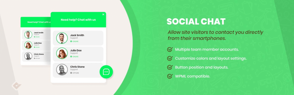 WP Social Chat PRO v7.2.4完美破解Wordpress Whatsapp聊天插件免费下载